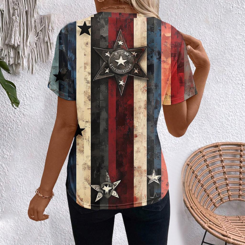 Женский топ с коротким рукавом и принтом «День независимости»