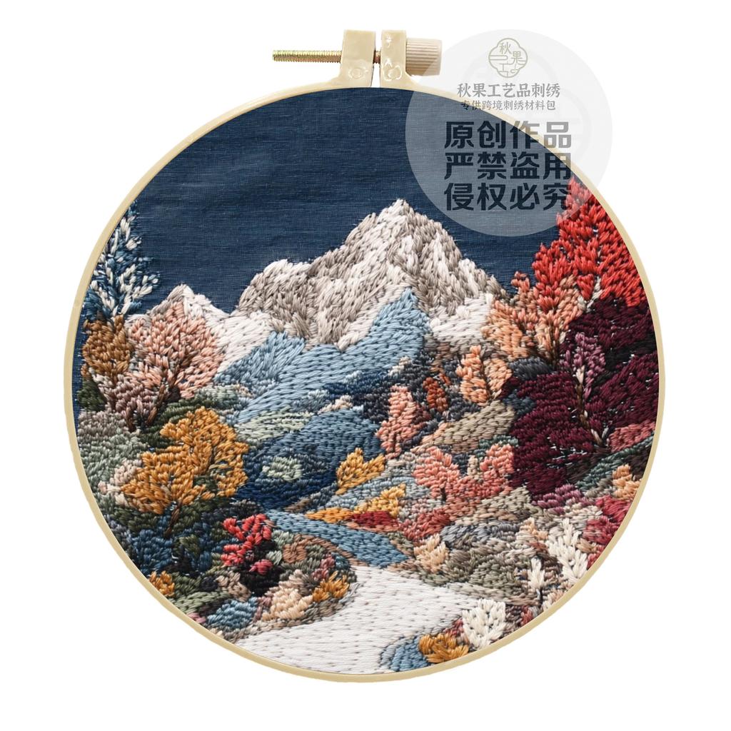 1 набор Серия «Пейзаж прибрежного коттеджа», набор материалов для ручной вышивки, простой учебник для начинающих и инструменты для вышивания крестом, набор материалов из крафтовой ткани