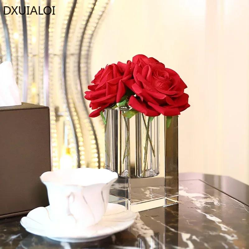 Ваза из прозрачного стекла Современная простота Цветочный горшок Гидропонный контейнер для растений Аксессуары для украшения дома Цветочные вазы