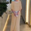 Женская мода повседневная летняя весна однотонный принт рукава 1/2 О-образный вырез брюки брюки костюмы