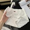 Женские летние милые в горошек высокие весенние дышащие трусы-треугольники на талии и в паху
