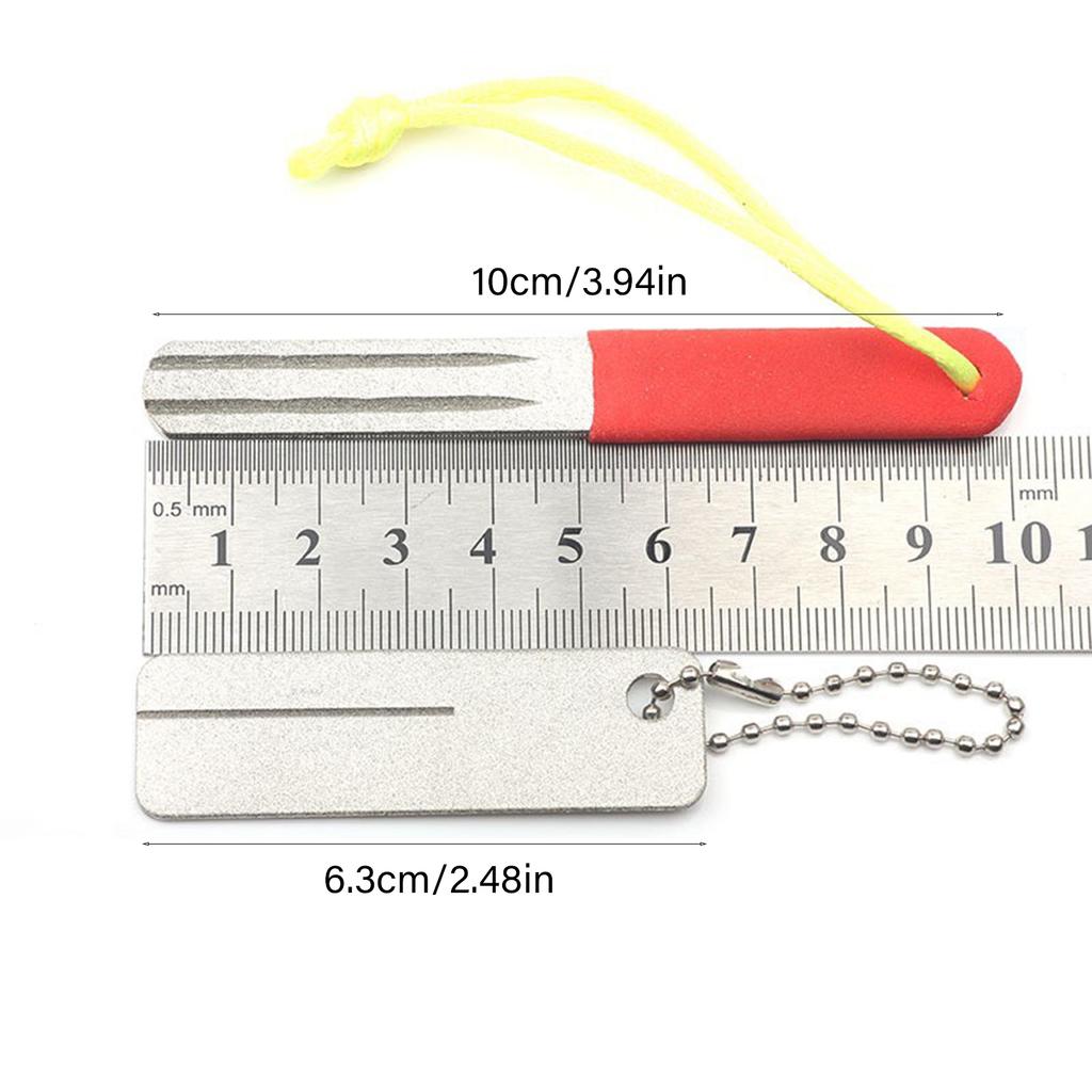 Камень для заточки рыболовных крючков Портативный шлифовальный инструмент Зернистость мелкая средняя Точилка для рыболовных крючков Алмазный напильник с брелоком