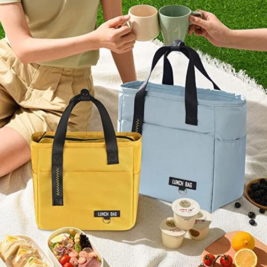 Exgox Lunch Bag, Navy Blue, Insulated, Large Capacity, Water-Repellent, Durable, Stylish, Simple, Convenient, Perfect for Outdoor Activities,