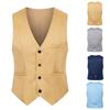 Мужской жилет однотонный однобортный с V-образным вырезом без рукавов весенний жилет для работы