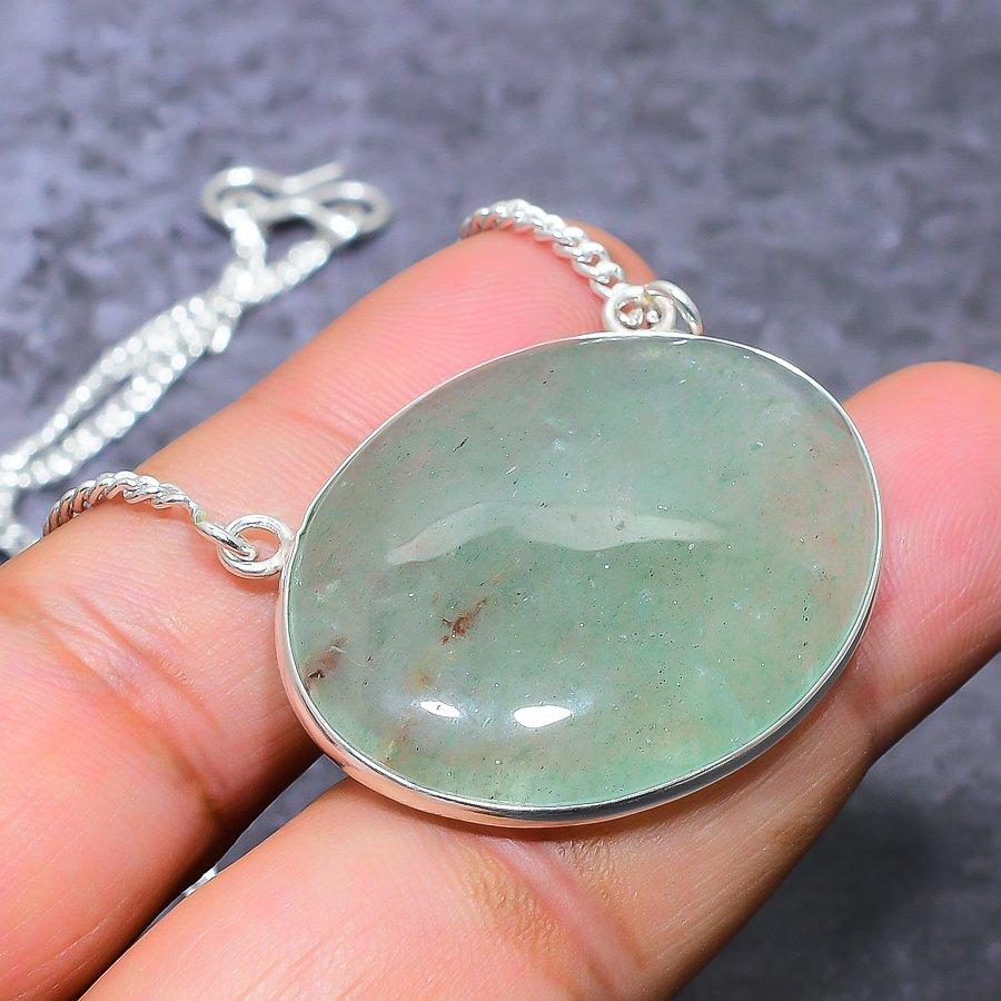 Флюорит Драгоценный камень Ювелирное изделие из стерлингового серебра 925 пробы Ожерелье 18"