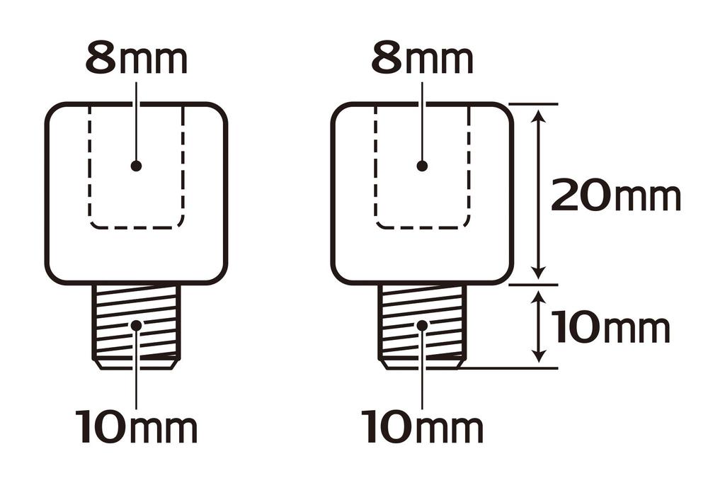 Tanax CM-2 Motorcycle Mirror, Napoleon Screw Diameter Conversion Adapter, Plating, 0.3 Inch (8 Mm) To 0.4 Inch (10 Mm) Positive