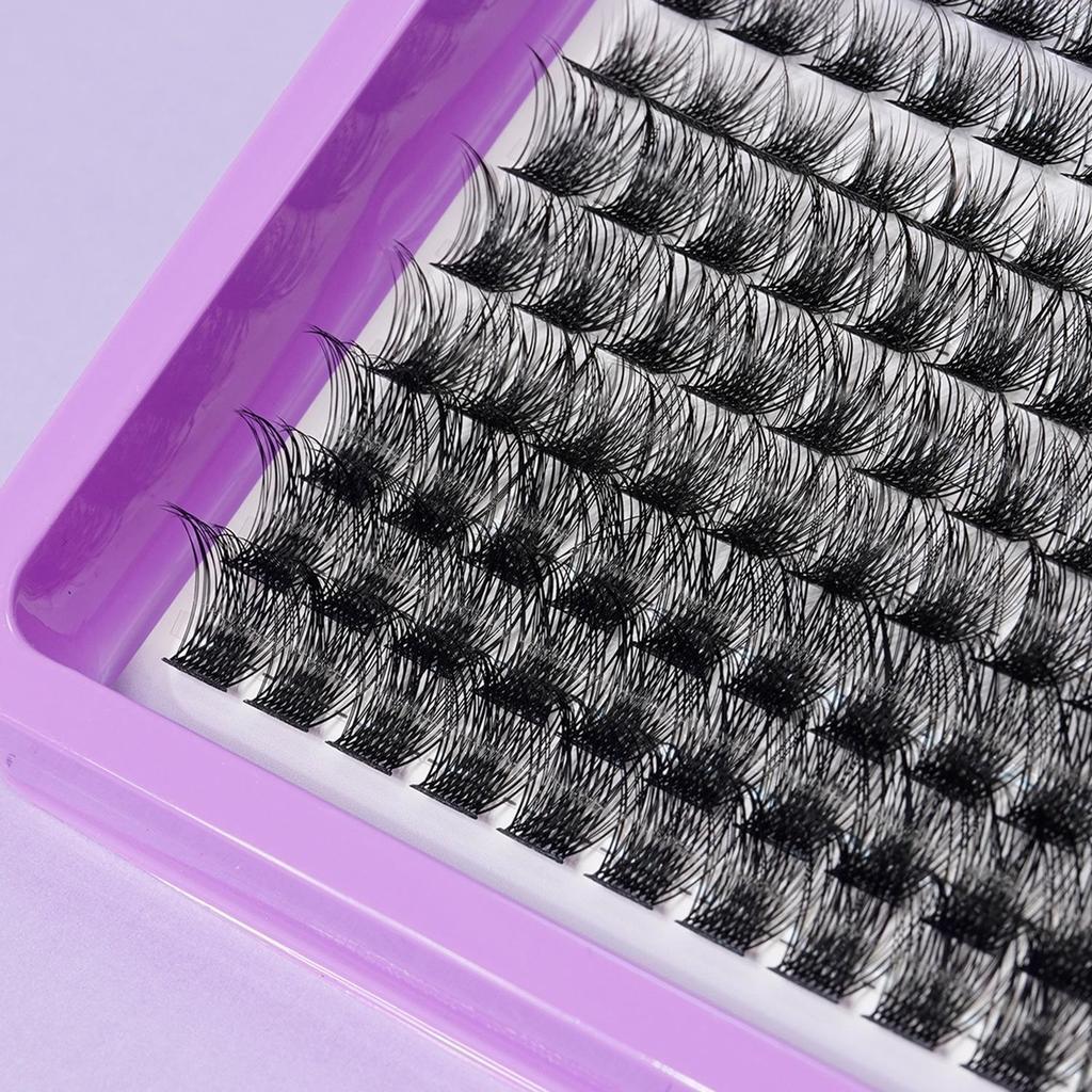 14 Rows Large Capacity Mixed Eyelashes with Thick Black Stem - Hot Melt Cluster Lashes in Various Lengths