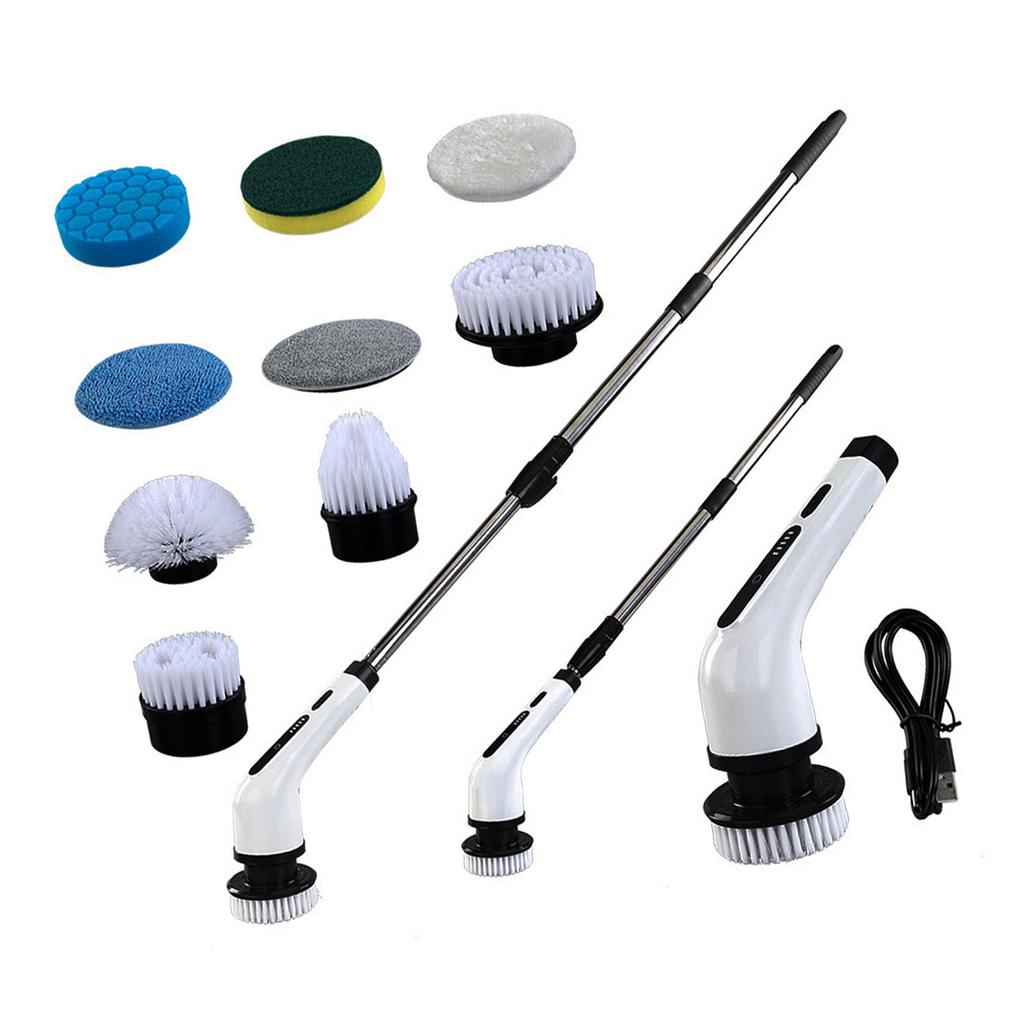 Электрическая вращающаяся щетка для уборки, беспроводная, многофункциональная, с выдвижной ручкой, для ванной, ванны, плитки, душа, мощная уборка с 9 щетками