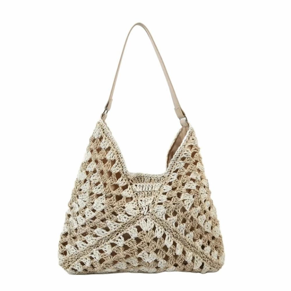 New Hollow-out Design Weaving Clutches Weaving Texture Large Capacity Underarm Bag Polyester Ladies Handbag Summer Season