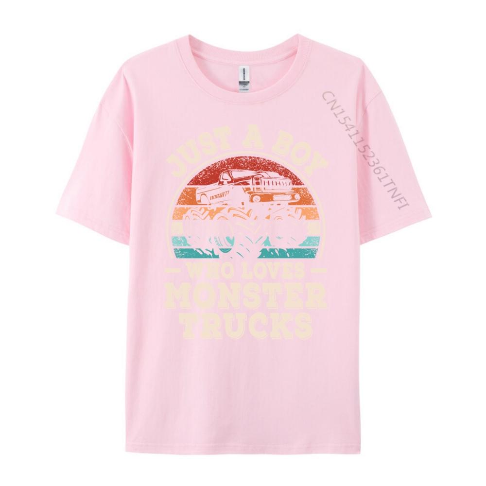 Just A Boy Who Loves Monster Trucks Monster Truck Unisexs Tshirts Streetwear Unisex Camisa Classic Short Sleeve