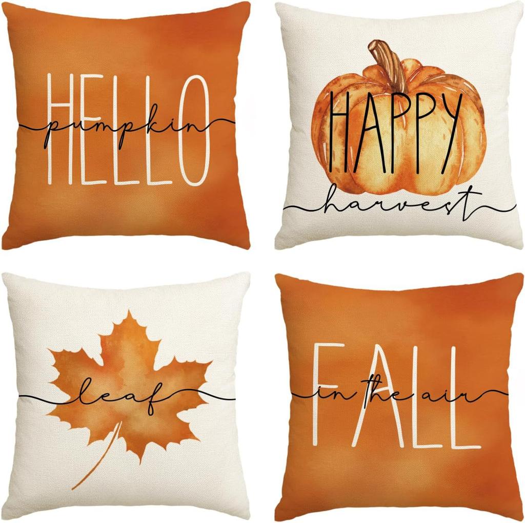 Autumn Thanksgiving Pumpkin Maple Car Line Printed Pillow Clothes Quilt Cover Room Decoration Sofa Cushion