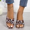 High Heel Slippers for Women Summer Fashion Square Toe Retro Leopard Print Designer Sandals Outdoor Open Toe Party Dress Pumps