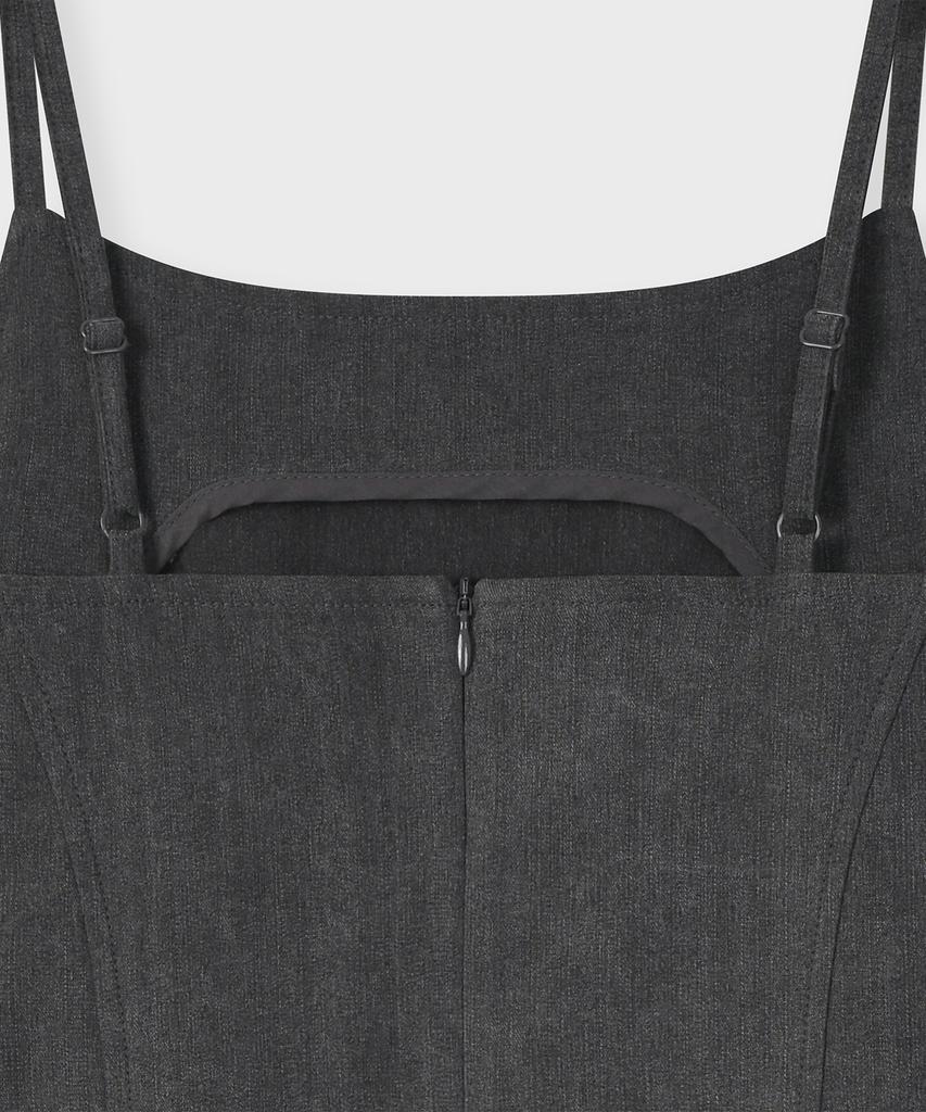 Pallet [Fallett X Lee] Long Slit Denim Dress Charcoal