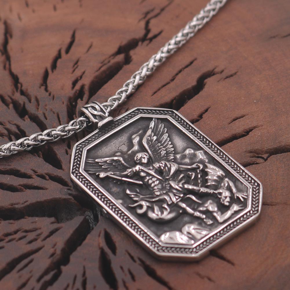 Трансграничная распродажа, кулон из титановой стали «Angel Shield» из скандинавской мифологии, православное руническое ожерелье, цепочка из нержавеющей стали BSK
