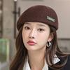 Wool Beret Women's Forward Hat Autumn and Winter British Retro Alphabet Painter Hat