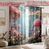 2D flat printing 2pcs Curtains Enchanted Forest Path Butterflies Digital Printed Polyester Drapes Birthday Party Use for Festive