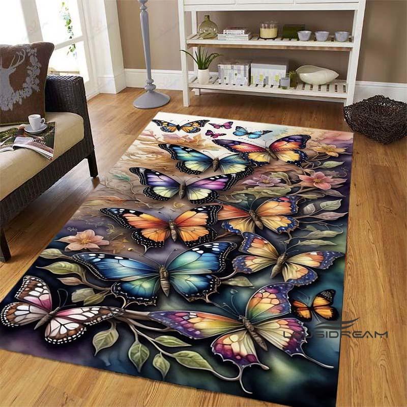 Dreamy Purple Butterfly Pattern Rugs for Living Room Bedroom Area Rugs Child Room Play Rug Cartoon 3D Printing Kids Game Mats001