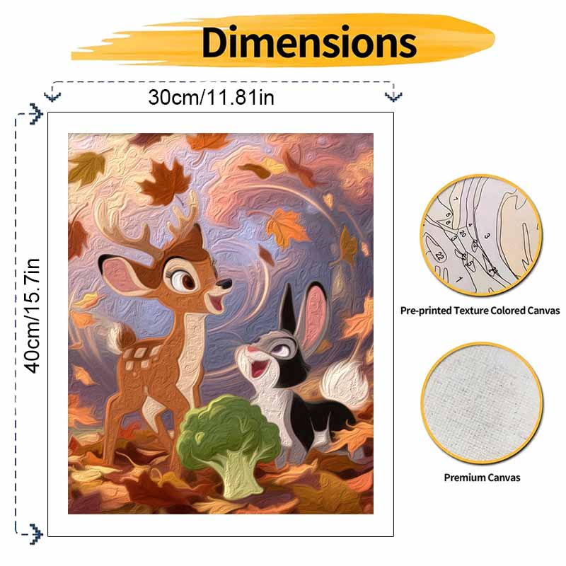 Disney Цифровая масляная живопись искусство живопись олень и кролик осенний лес ручная работа DIY домашние украшения