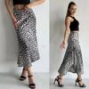 Leopard Print Maxi Skirt Elastic High Waist Satin Long Skirt Commuting Style A-Line