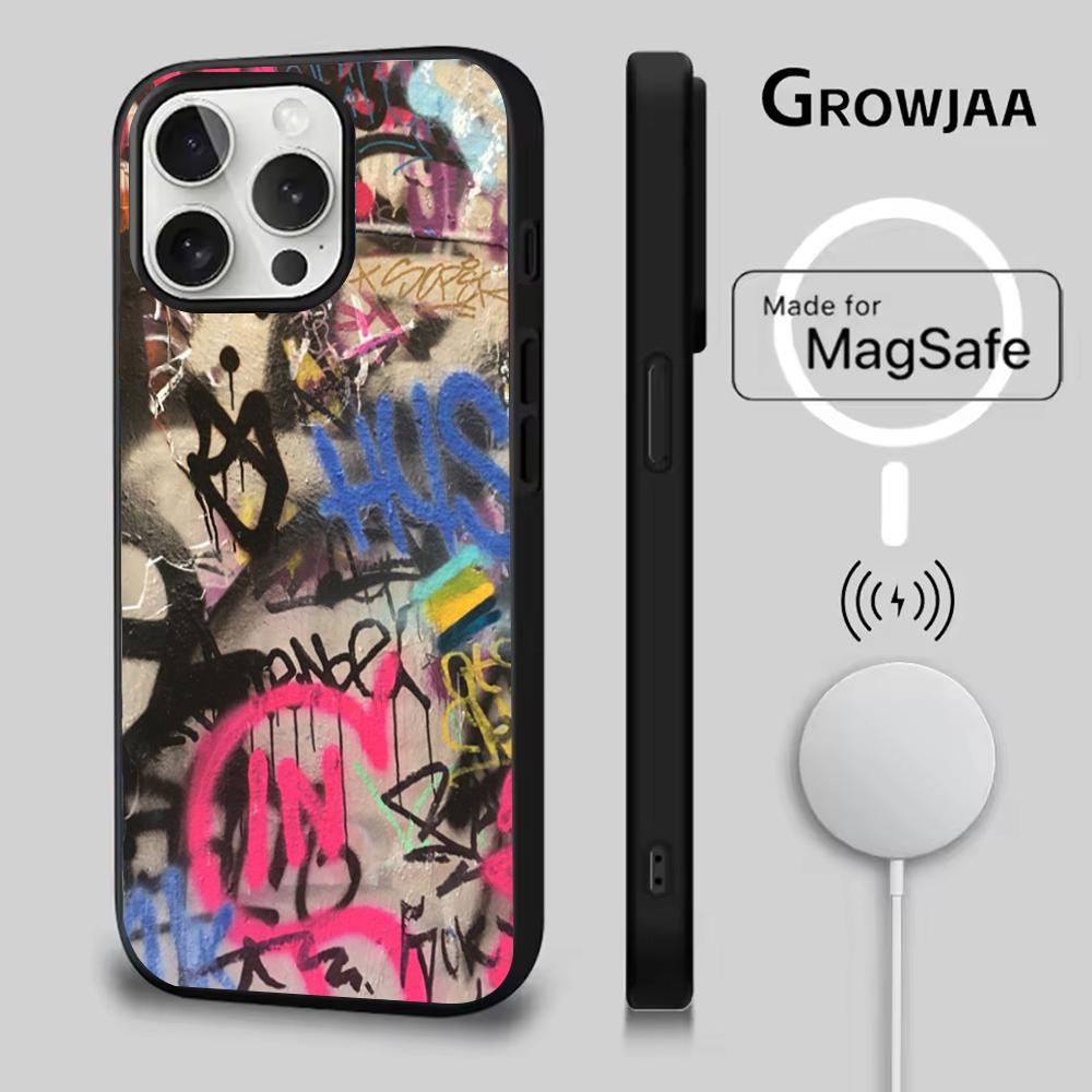 Крутой чехол для телефона с граффити-артом для iPhone 16e, 16, 15, 14, 13, 12, 11, Plus, Pro, Max, Mini, с магнитной беспроводной зарядкой Magsafe