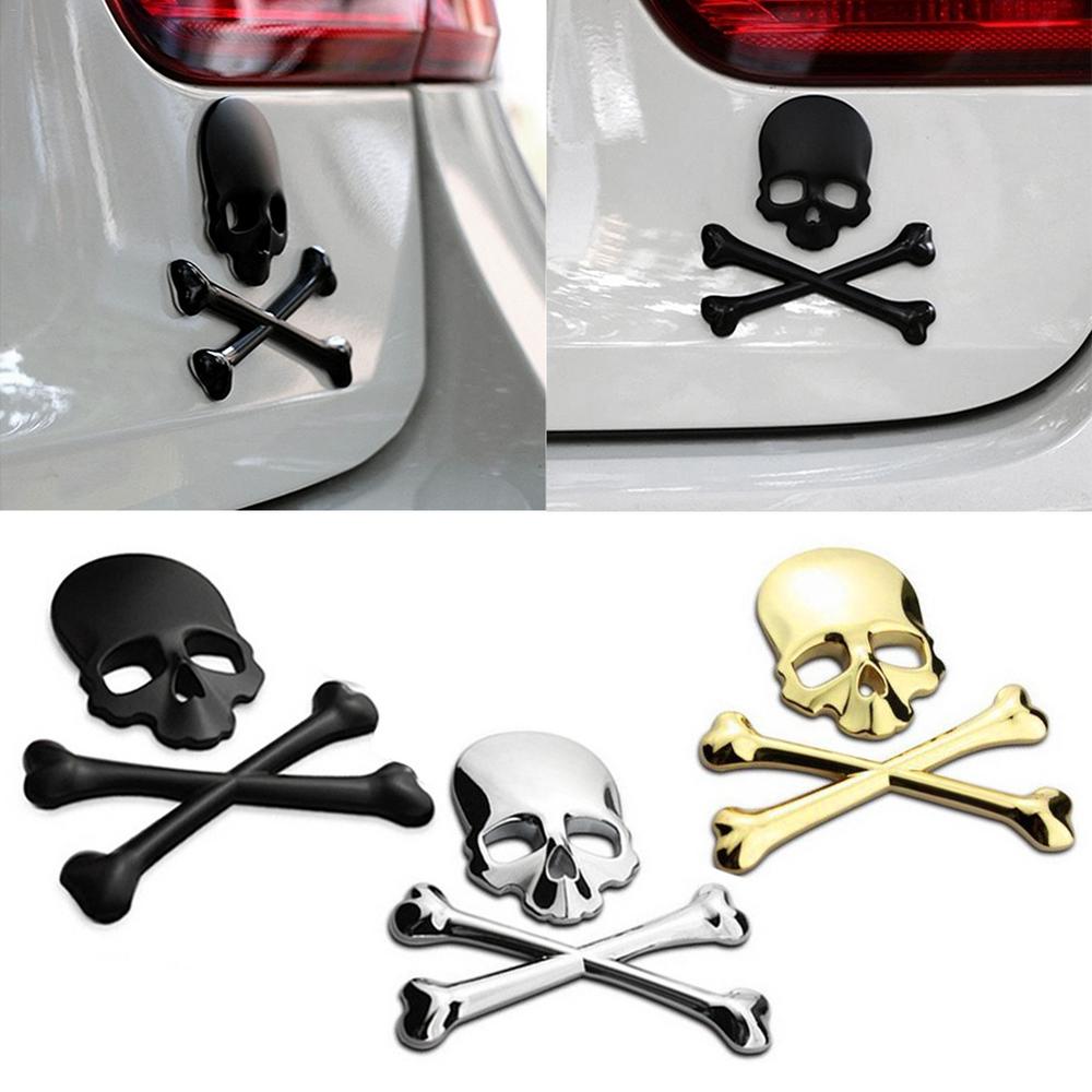 3D Skull Metal Car Motorcycle Sticker Label Skull Emblem Badge car styling stickers accessories decal