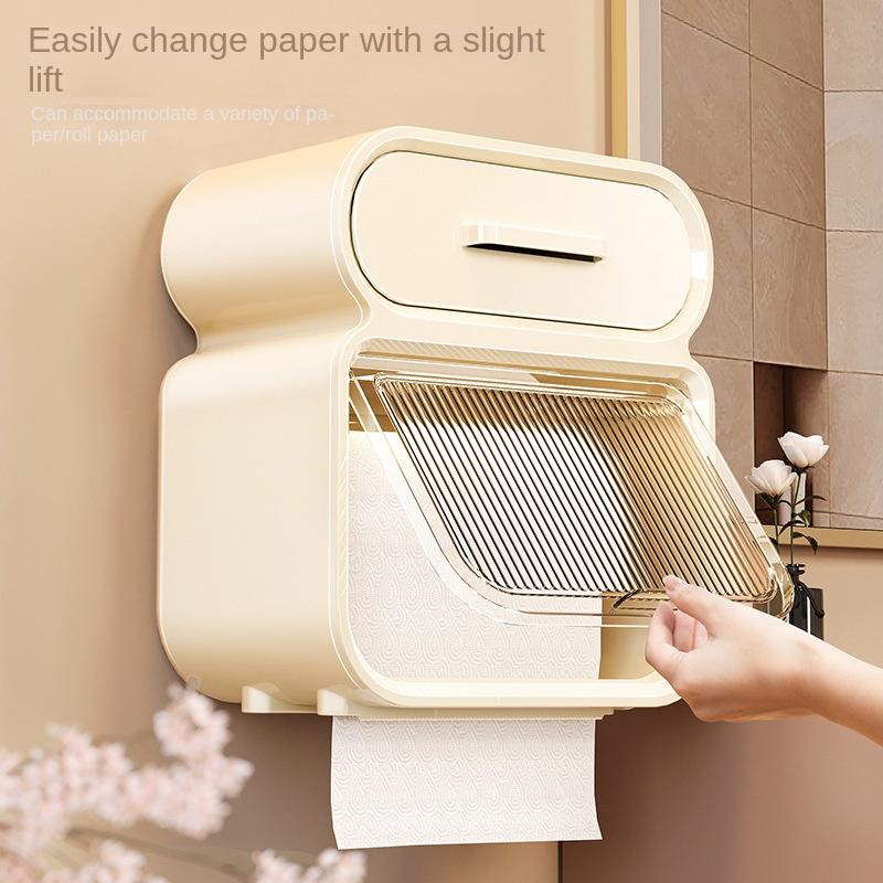 Коробка для салфеток, полка для хранения туалетной бумаги, водонепроницаемая настенная подвеска для рулонной бумаги, неперфорированная полка для салфеток для хранения туалетной бумаги