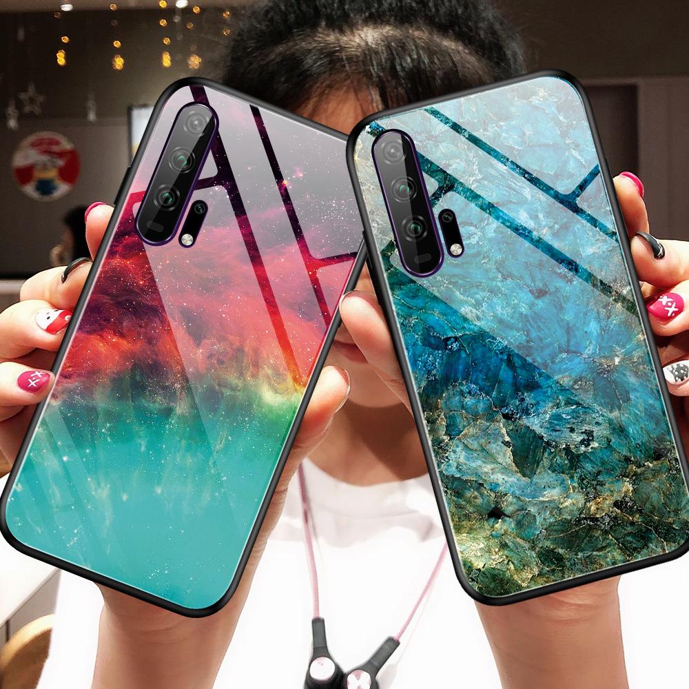 Для Huawei Honor 20 Pro Чехол Роскошный Мраморный Градиентный Жесткий Закаленный Стеклянный Защитный Задний Чехол для huawei honor 10i 20