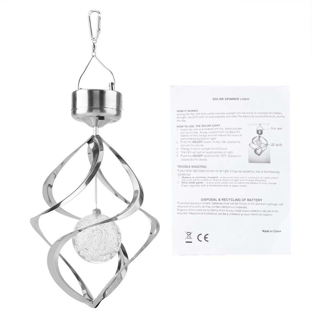 Светодиодный светильник Wind Chime Light на солнечной батарее, красочный подвесной светильник-вертушка для домашнего декора сада