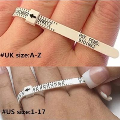 Измерение кольца с помощью английской степени измерения кольца на руке