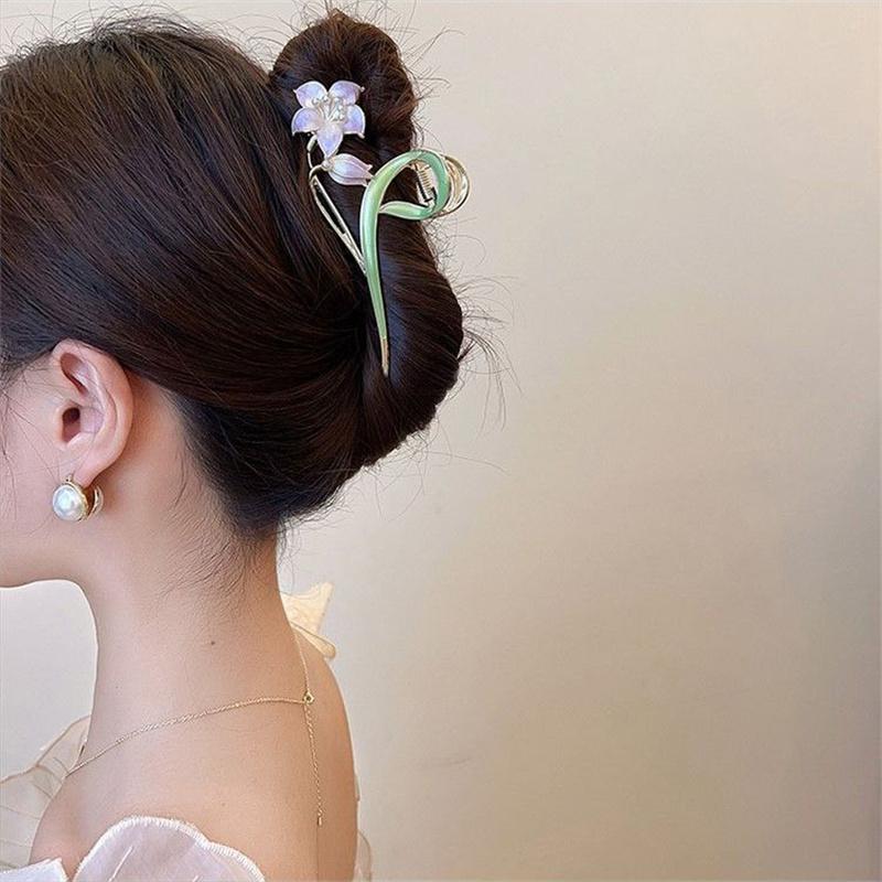 Витая заколка для волос с кисточкой-тюльпаном, винтажная изящная женская заколка на одну линию, милая девушка, витой хвост, витая заколка для волос, головные уборы, ювелирные аксессуары