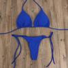 2 шт./комплект, женский купальник-бикини с треугольными чашечками, бретельками через шею, с подкладками на груди, купальник-стринги со шнуровкой, сексуальный пляжный купальный костюм