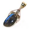 Natural Labradorite TwoTone 925 Solid Sterling Silver Jewelry Pendant 1.75" M3o78