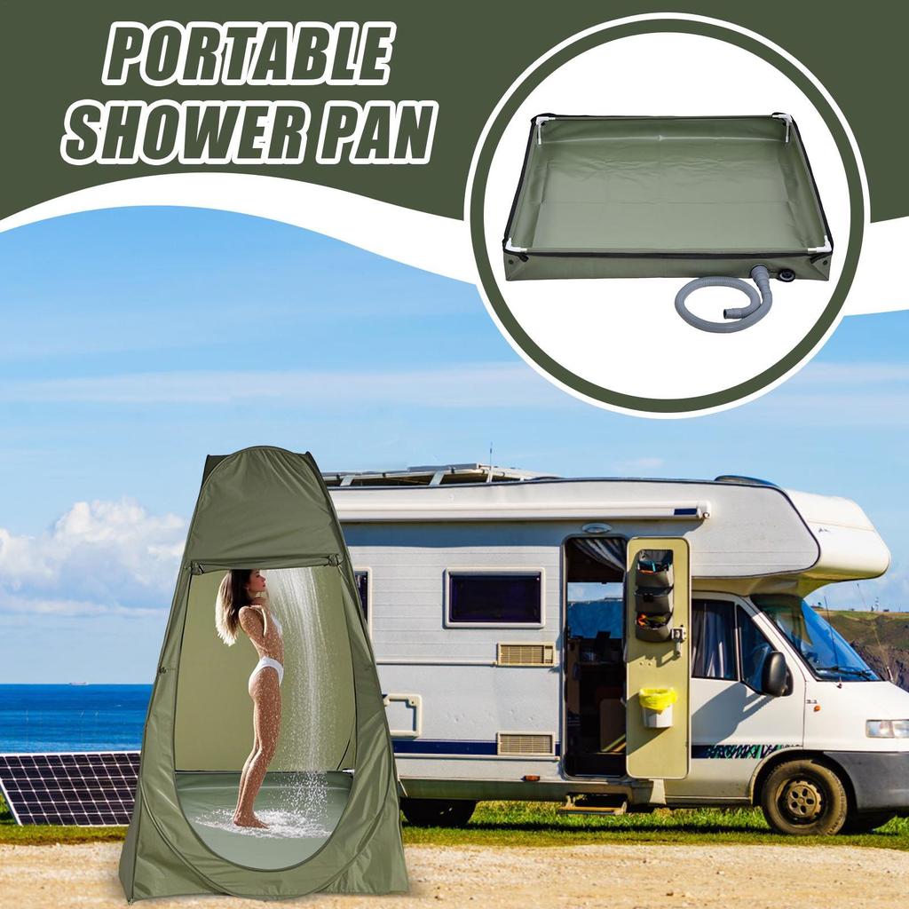 Outdoor Folding Shower Enclosure Base Foldable Shower Base Drainage Hole Basin Waterproof Tent Awning Bottom for Camping Travel
