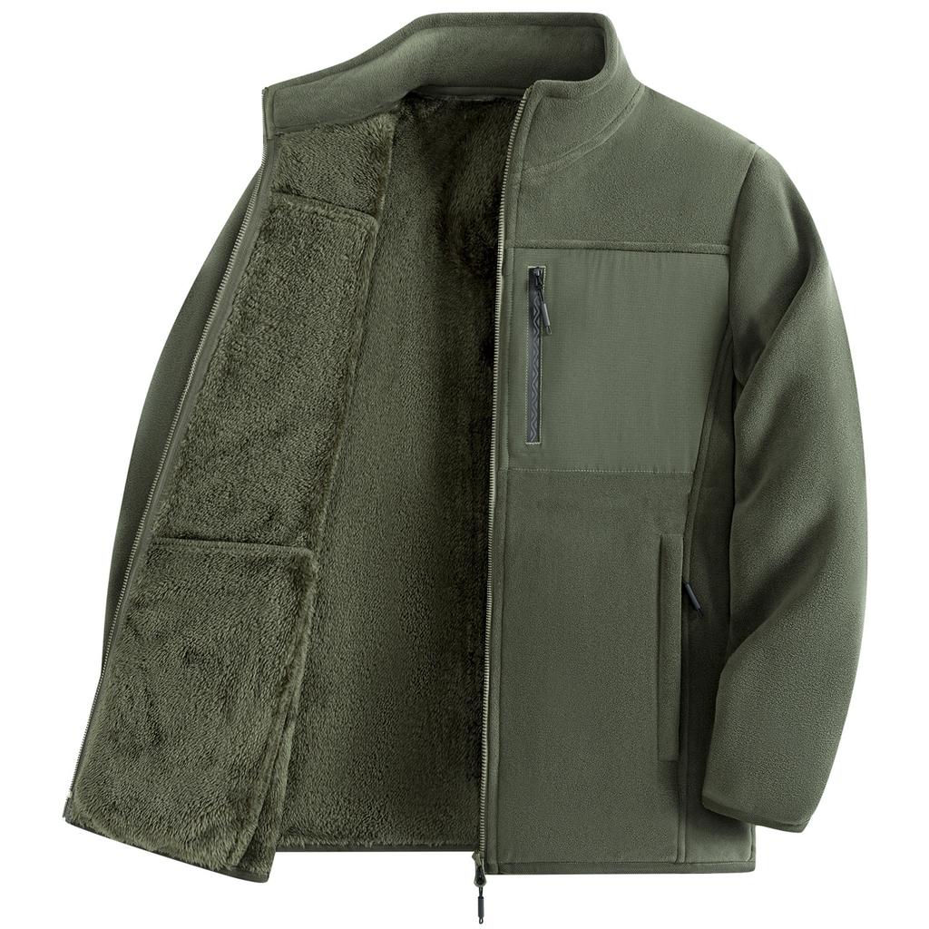 Мужская флисовая куртка на молнии с воротником плюс флисовая теплая куртка, уличный ветрозащитный термоплащ