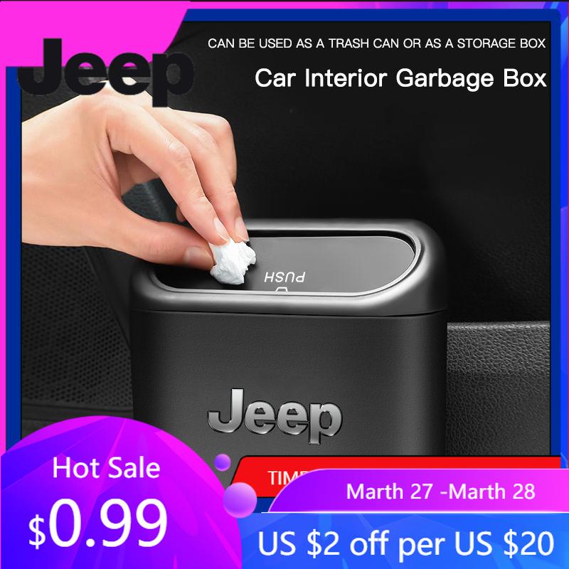 For Jeep Hanging Car Trash Can Portable Storage Box Accessories For Jeep Grand Cherokee Wrangler JK Gladiator Compass Renegad