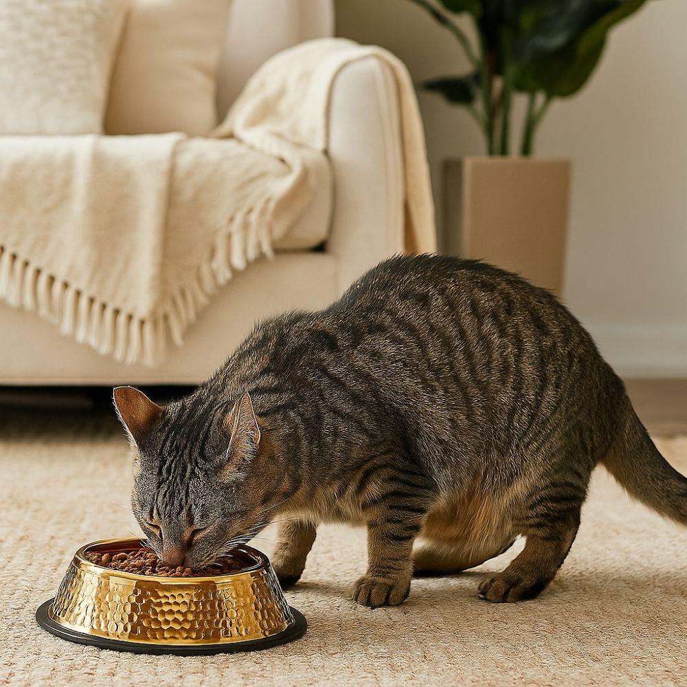 Stainless Steel Pet Feeding Bowl Gold Plated Cat Food Dish Anti-fall Dog Food Basin for Feeding