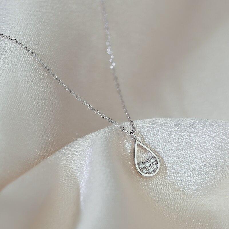 925 Sterling Silver Waterdrop Necklace for Women Shiny CZ Clavicle Chain Charm Necklaces Party Jewelry New