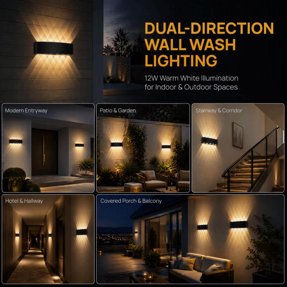 12 Lamp Beads LED Wall Lamp Warm White Light Wall Light Rainsafe LED Wall Light  Indoor Decoration