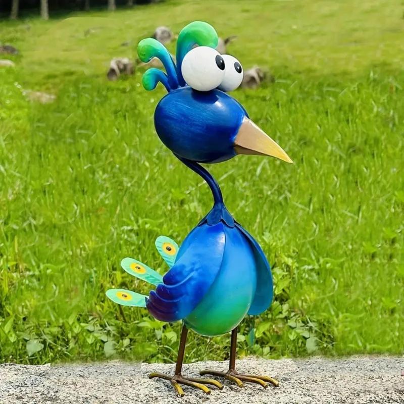Элегантные Фламинго Павлины Курица Садовая Скульптура Долговечность Устойчивость к Ржавчине Железо Защита от Погоды Арт Декорация