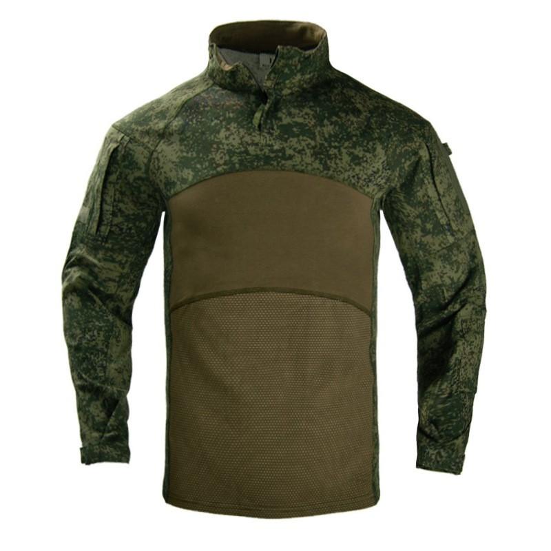 Men Women Tactical Field Shirt Long Sleeve Camo Training Top Breathable Cotton Blend Hiking Camping Outdoor Activities