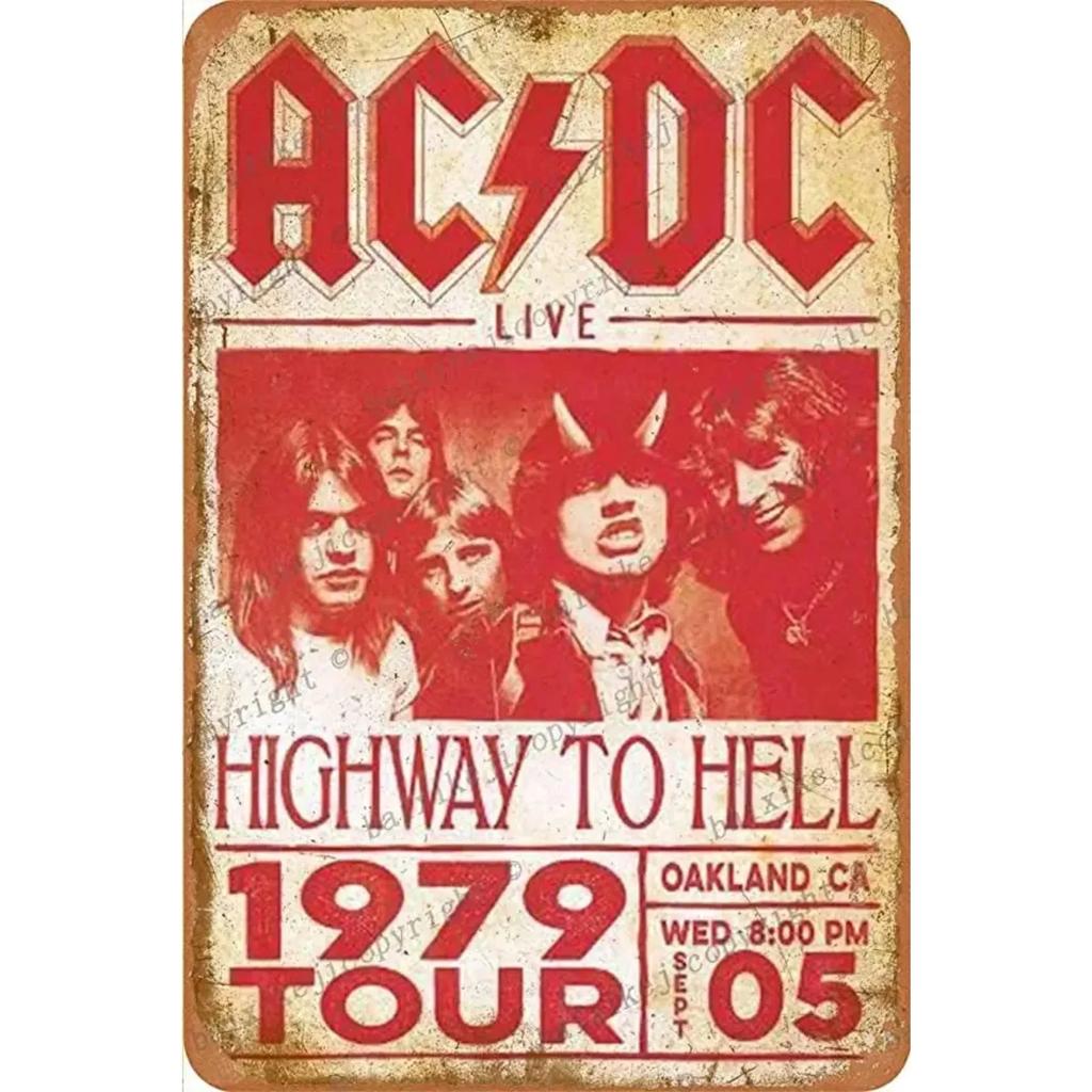 AC DC Vintage Heavy Metal Music Cool Classic Rock Band Metal Tin Sign for Home Restaurant Cafe Bar Art Wall Decoration Gifts