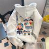 Plus Size Crayon Shin-chan Cute Hooded Sweatshirt for Men - Oversized Autumn Top