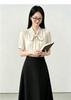 Temperament streamer chiffon shirt women's summer short-sleeved top women's white high-end blue commuter interview women's shirt