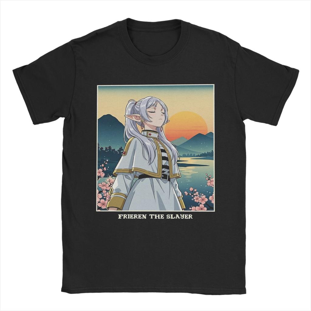 Novelty Frieren Beyond Journeys End TShirts Unisex Crew Neck 100 Cotton T Shirt Sousou No Frieren Anime Short Sleeve Tee Shirt