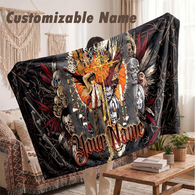 Custom Name Flannel Blanket,Death Note Lightweight Warm Bed Blanket For Couch & Holiday Gift