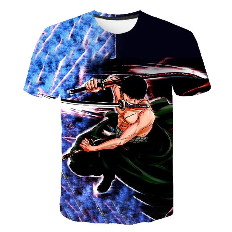 Летняя новая футболка One Piece 3D, персонализированная мужская футболка серии Luffy Straw Hat