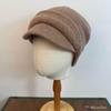 "% WOOL" wool pleated short-brimmed knight hat men's and women's autumn and winter thickened warm knitted ear protection wool hat