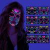 New Fluorescent Halloween Face Tattoo Sticker Day of The Dead Funny Temporary Neon Face Sticker for Festival Masquerade Party Makeup