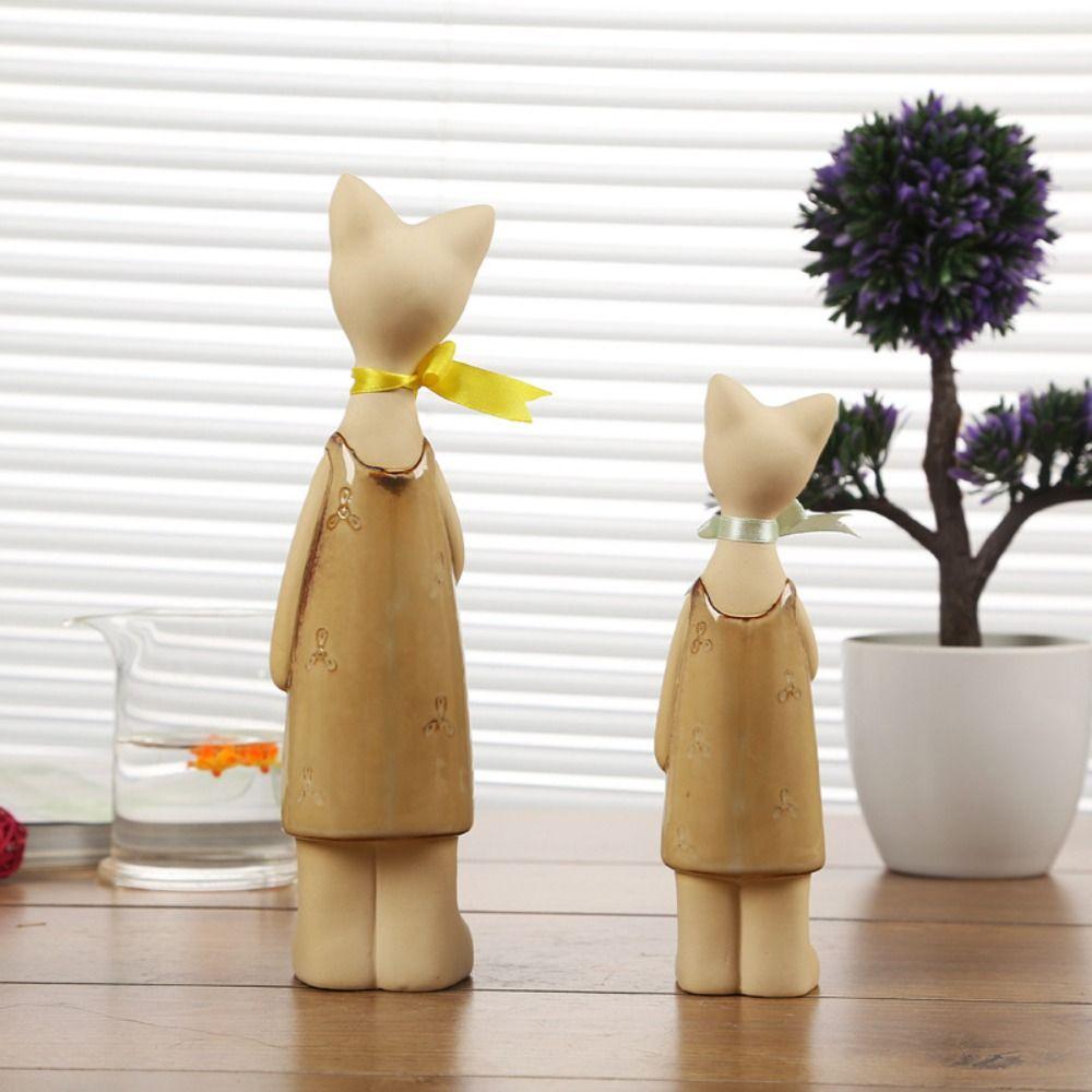 2 шт. Креативные керамические фигурки кошек Современное ремесло Статуи животных Искусство Милые миниатюры Скульптура Реквизит