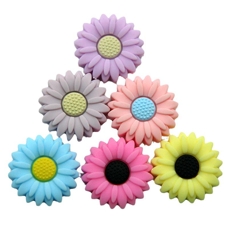 Силиконовые бусины в виде цветка ромашки для изготовления украшений своими руками и браслетов-прорезывателей для зубов для младенцев